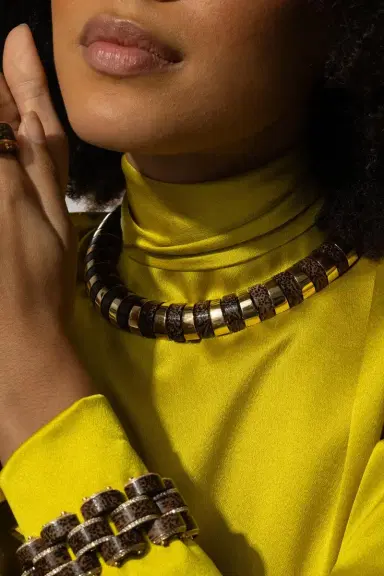 ALETTO BROTHERS Leopard Palm Wood Selvaggia Collar Necklace | Thumbnail 3 ALETTO BROTHERS Leopard Palm Wood Selvaggia Collar Necklace | Thumbnail 3
