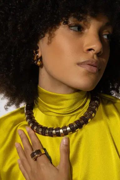 ALETTO BROTHERS Leopard Palm Wood Selvaggia Collar Necklace | Thumbnail 4 ALETTO BROTHERS Leopard Palm Wood Selvaggia Collar Necklace | Thumbnail 4