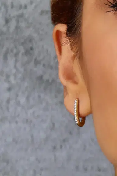 NANIS Libera Small Diamond Square Hoop Earrings | Thumbnail 2