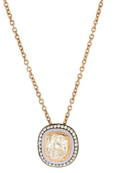 Selim Mouzannar Lilac Enamel Diamond Pendant Necklace | Thumbnail 1