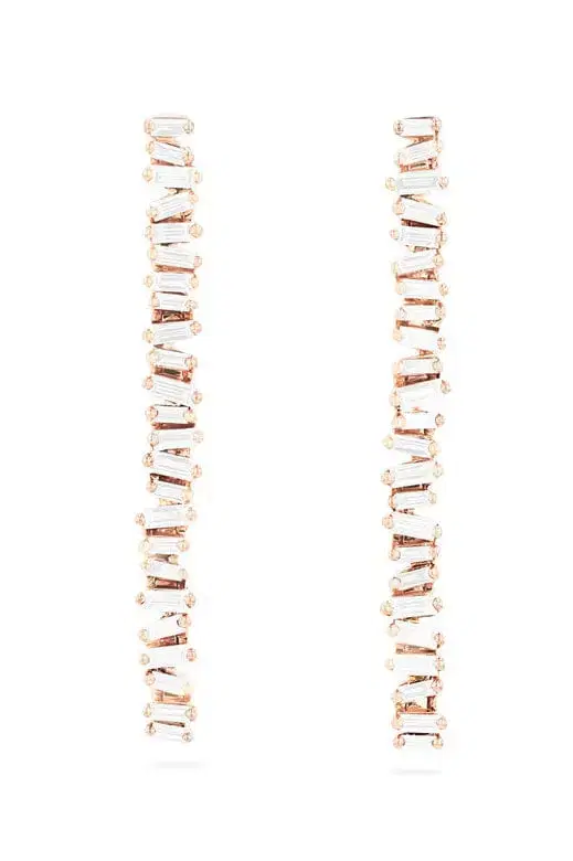 Suzanne Kalan Linear Baby Tennis Diamond Earrings