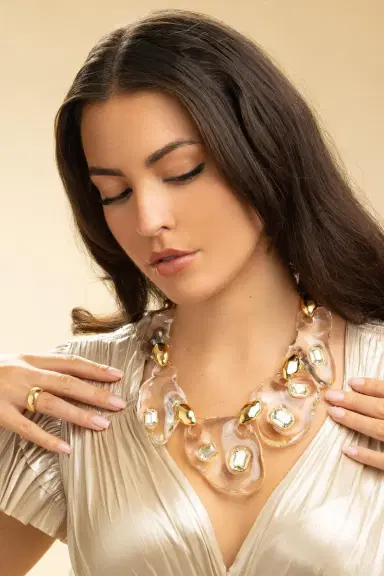 ALEXIS BITTAR Liquid Lucite Crystal Pebble Necklace | Thumbnail 4 ALEXIS BITTAR Liquid Lucite Crystal Pebble Necklace | Thumbnail 4