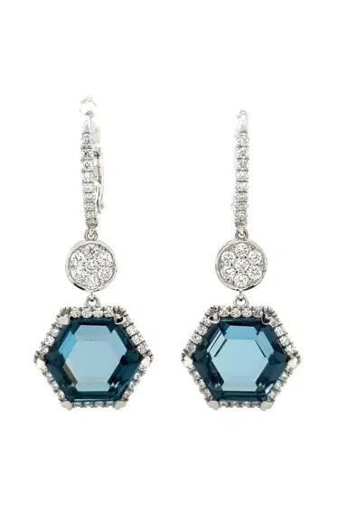 LISA NIK London Blue Topaz Hexagon Drop Earrings | Thumbnail 1