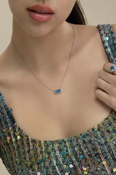 LISA NIK London Blue topaz Hexagon Necklace | Thumbnail 3 LISA NIK London Blue topaz Hexagon Necklace | Thumbnail 3