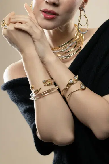 ALEXIS BITTAR Lucite Mirrored Pyramid Brake Hinge Bracelet | Thumbnail 2
