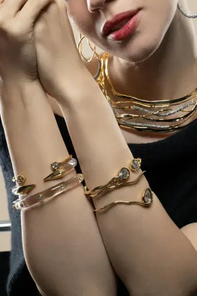 ALEXIS BITTAR Lucite Mirrored Pyramid Brake Hinge Bracelet | Thumbnail 4