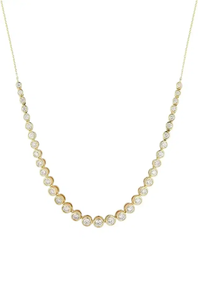 Lulu Jack Graduating Bezel Tennis Necklace - Yellow Gold