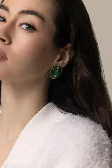 DENISE CASSOU Malachite Diamond Earrings | Thumbnail 2