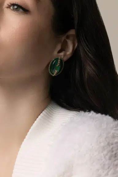 DENISE CASSOU Malachite Diamond Earrings | Thumbnail 4