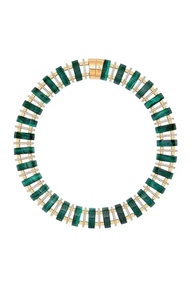 ALETTO BROTHERS Malachite Diamond Gilded Rhythm Necklace
