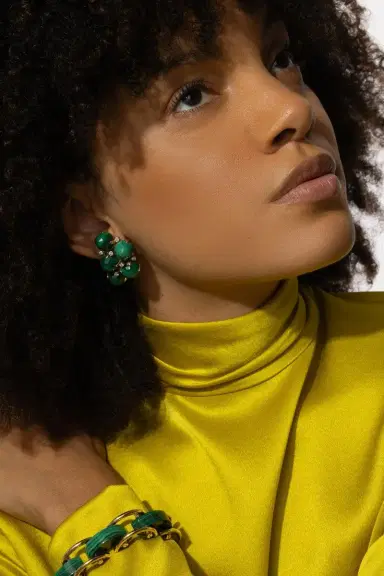 ALETTO BROTHERS Malachite Diamond Orba Earrings | Thumbnail 2