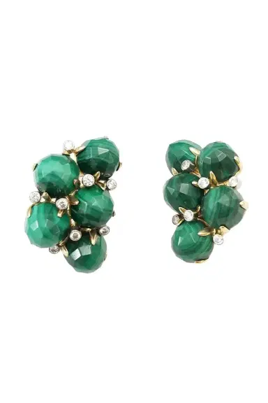 ALETTO BROTHERS Malachite Diamond Orba Earrings | Thumbnail 1