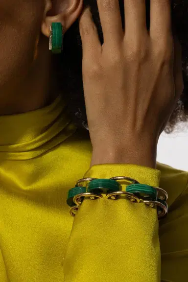 ALETTO BROTHERS Malachite Luna Curve Bracelet | Thumbnail 2