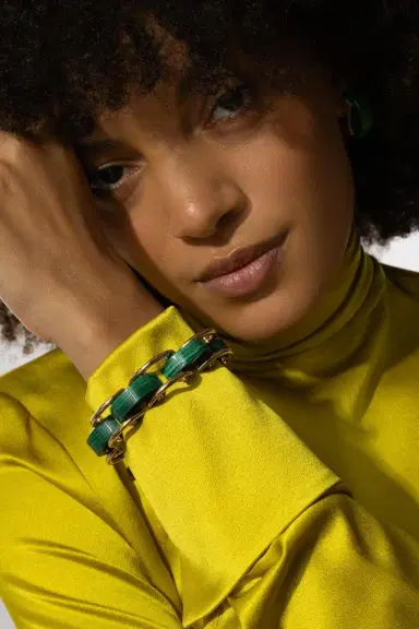 ALETTO BROTHERS Malachite Luna Curve Bracelet | Thumbnail 3