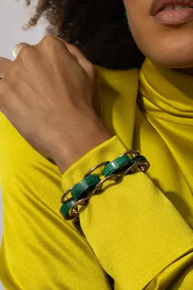 ALETTO BROTHERS Malachite Luna Curve Bracelet | Thumbnail 4
