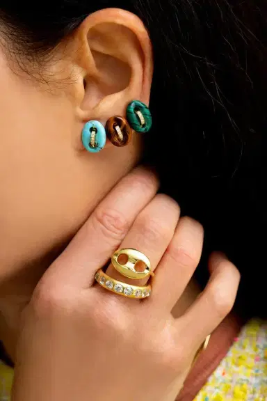 Jenna Blake Malachite Mini Mariner Stud Earrings | Thumbnail 2 Jenna Blake Malachite Mini Mariner Stud Earrings | Thumbnail 2