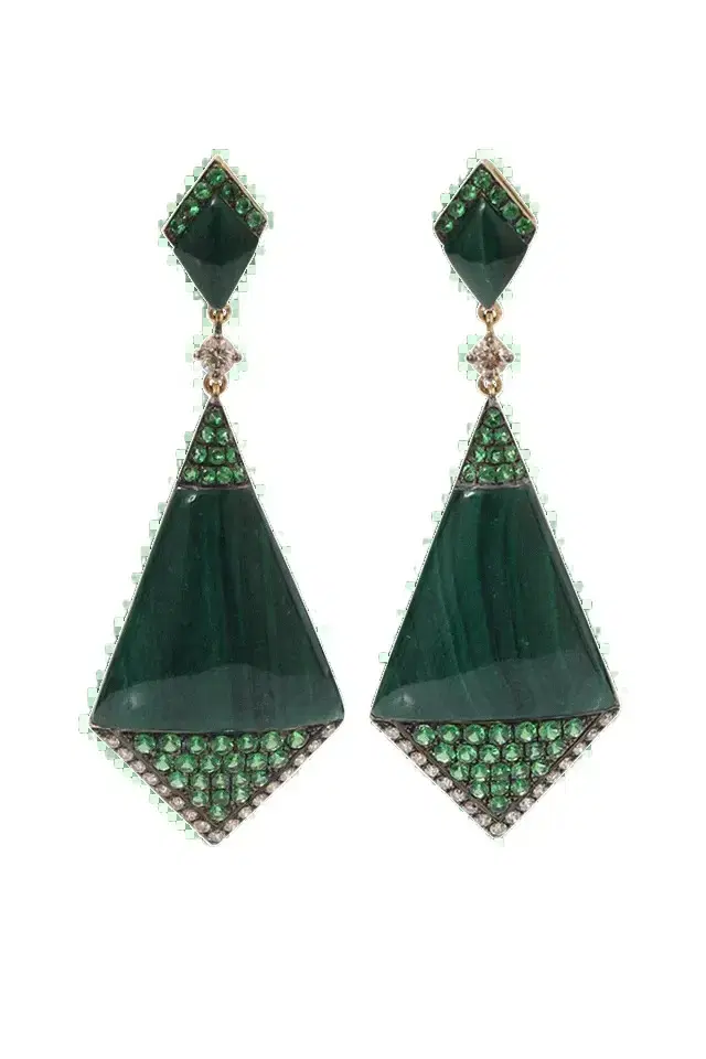 WENDY YUE Malachite Shield Earrings