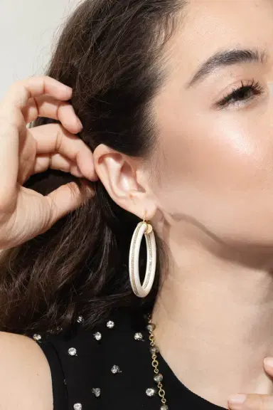 Sylva & Cie Mammoth Ivory Hoop Earrings | Thumbnail 2