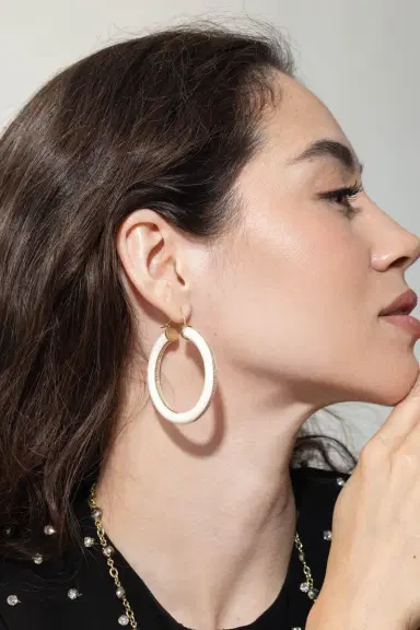 Sylva & Cie Mammoth Ivory Hoop Earrings | Thumbnail 3