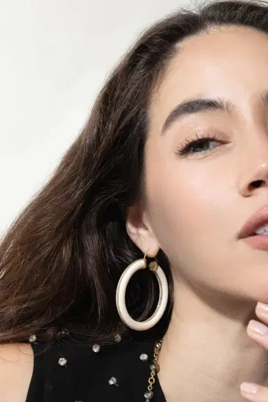 Sylva & Cie Mammoth Ivory Hoop Earrings | Thumbnail 4