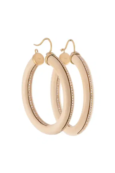 Sylva & Cie Mammoth Ivory Hoop Earrings | Thumbnail 1