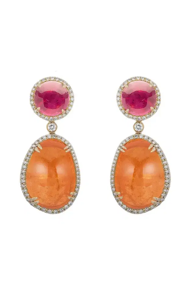 GOSHWARA Mandarin Garnet Rubellite Earrings