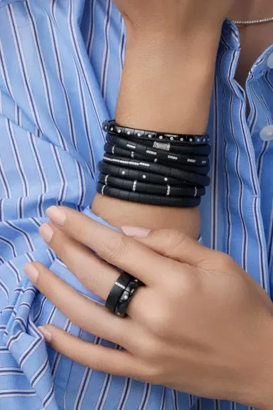 ROBERTO DEMEGLIO Matte Black Ceramic Nine Diamond Pura Bracelet | Thumbnail 2