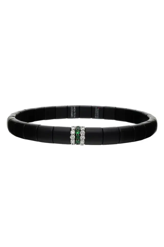 ROBERTO DEMEGLIO Matte Black Ceramic Tsavorite Diamond Pura Bracelet