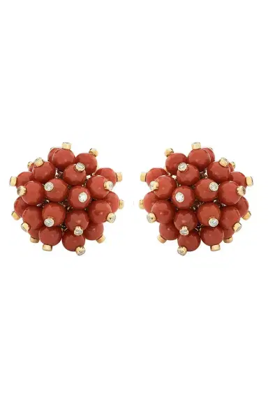 ALETTO BROTHERS Mediterranean Coral Diamond Accent Bacca Earrings | Thumbnail 1 ALETTO BROTHERS Mediterranean Coral Diamond Accent Bacca Earrings | Thumbnail 1