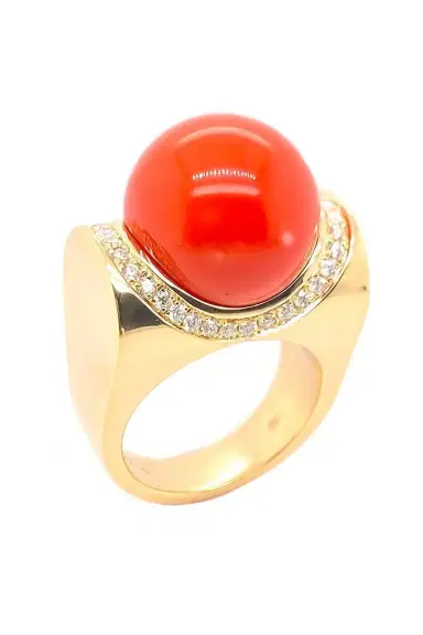 ALETTO BROTHERS Mediterranean Coral Diamond Accent Sfera Ring | Thumbnail 1 ALETTO BROTHERS Mediterranean Coral Diamond Accent Sfera Ring | Thumbnail 1