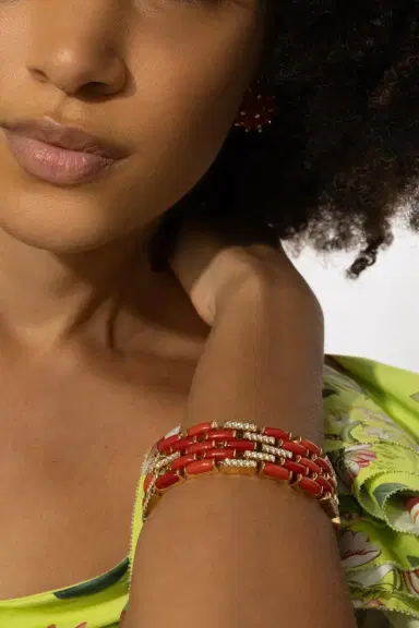 ALETTO BROTHERS Mediterranean Coral Diamond Red Mosaic Bracelet | Thumbnail 2 ALETTO BROTHERS Mediterranean Coral Diamond Red Mosaic Bracelet | Thumbnail 2