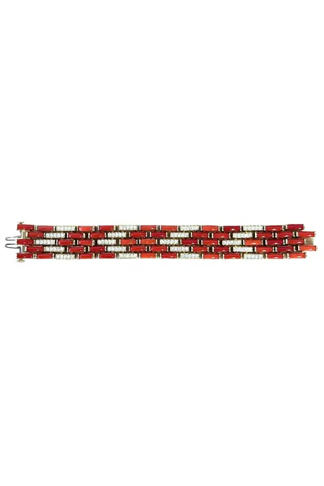 ALETTO BROTHERS Mediterranean Coral Diamond Red Mosaic Bracelet