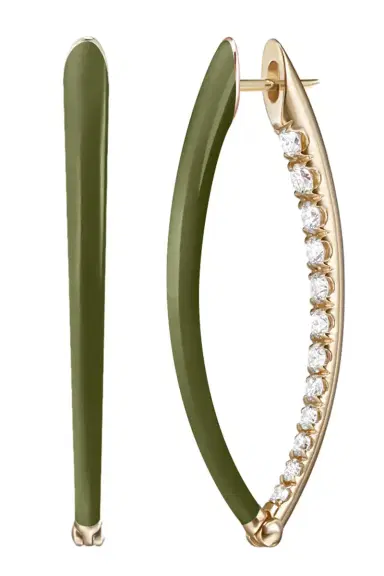 Melissa Kaye Medium Army Green Cristina Earrings | Thumbnail 1 Melissa Kaye Medium Army Green Cristina Earrings | Thumbnail 1