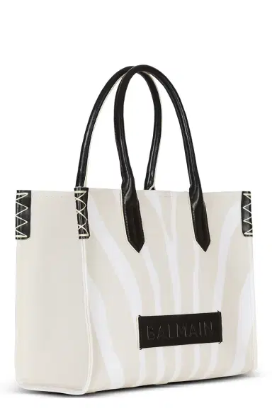 Balmain Medium B-Army Shopper Tote - Zebra Canvas | Thumbnail 6
