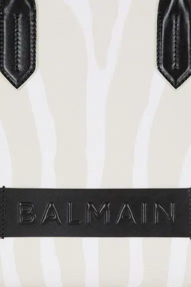 Balmain Medium B-Army Shopper Tote - Zebra Canvas | Thumbnail 8