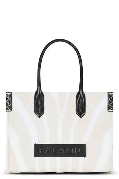Balmain Medium B-Army Shopper Tote - Zebra Canvas | Thumbnail 1