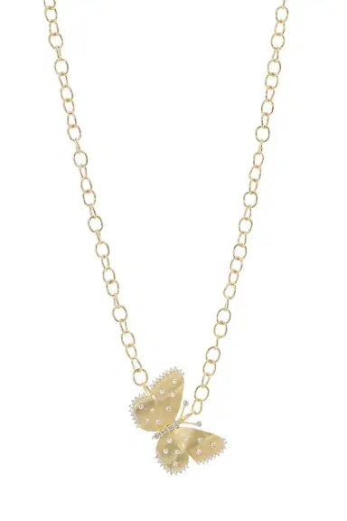 TANYA FARAH Medium Diamond Butterfly Half Wing Necklace | Thumbnail 1