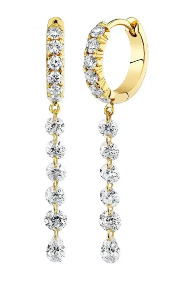 LOGAN HOLLOWELL Medium Diamond Dangle Hoop Earrings | Thumbnail 1