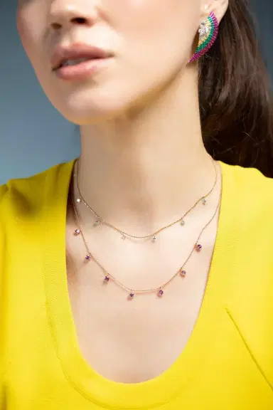 GRAZIELA Medium Floating Pink Sapphire Necklace | Thumbnail 2