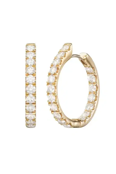 Melissa Kaye Medium Honey Diamond Hoop Earrings | Thumbnail 3