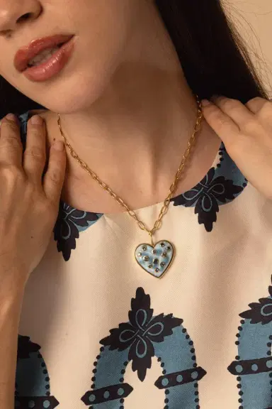 Brent Neale Medium Larimar Heart Necklace | Thumbnail 3