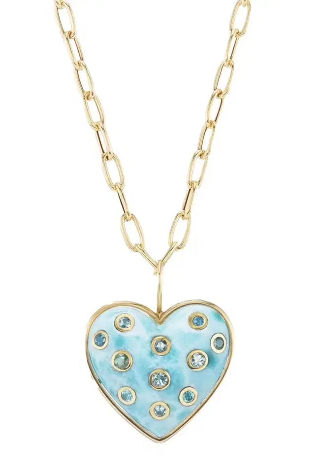 Brent Neale Medium Larimar Heart Necklace