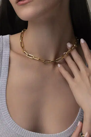BIZZOTTO Medium Link Paperclip Necklace | Thumbnail 4