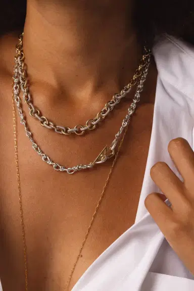 Foundrae Medium Mix Pave Link Necklace | Thumbnail 3 Foundrae Medium Mix Pave Link Necklace | Thumbnail 3