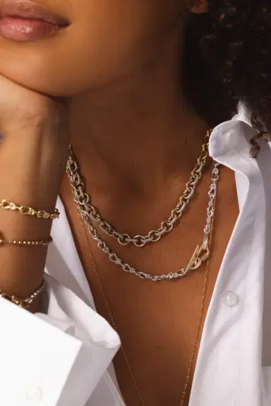 Foundrae Medium Mix Pave Link Necklace | Thumbnail 4 Foundrae Medium Mix Pave Link Necklace | Thumbnail 4
