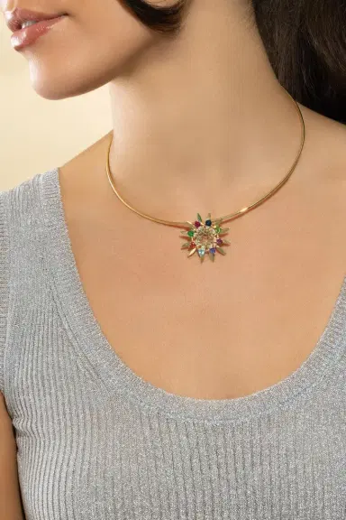 CAROL KAUFFMANN Medium Multi Sapphire Mandala Pendant | Thumbnail 3 CAROL KAUFFMANN Medium Multi Sapphire Mandala Pendant | Thumbnail 3
