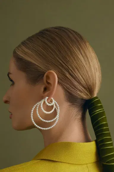 BAGGINS Medium Pearl Hoop Earrings | Thumbnail 3 BAGGINS Medium Pearl Hoop Earrings | Thumbnail 3