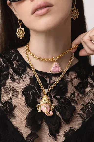 BUDDHA MAMA Medium Pink Happy Buddha Pendant | Thumbnail 4