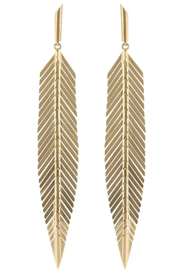 CADAR Medium Rose Gold Feather Drop Earrings