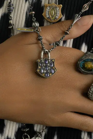 SEVAN BICAKCI Medium Tanzanite Shield Padlock Pendant | Thumbnail 3
